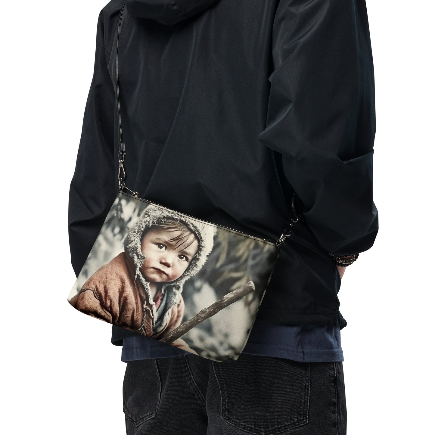 Crossbody Bag Unisex / Faux Leather / Portrait Ötzi Tisenjoch I