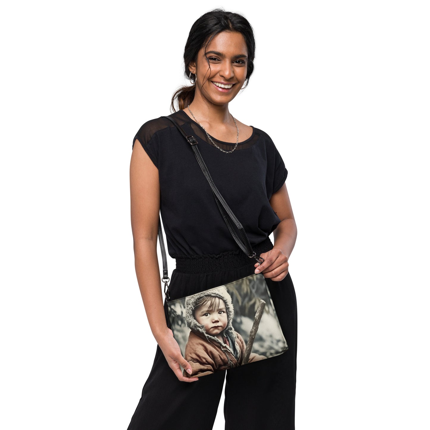 Crossbody Bag Unisex / Faux Leather / Portrait Ötzi Tisenjoch I