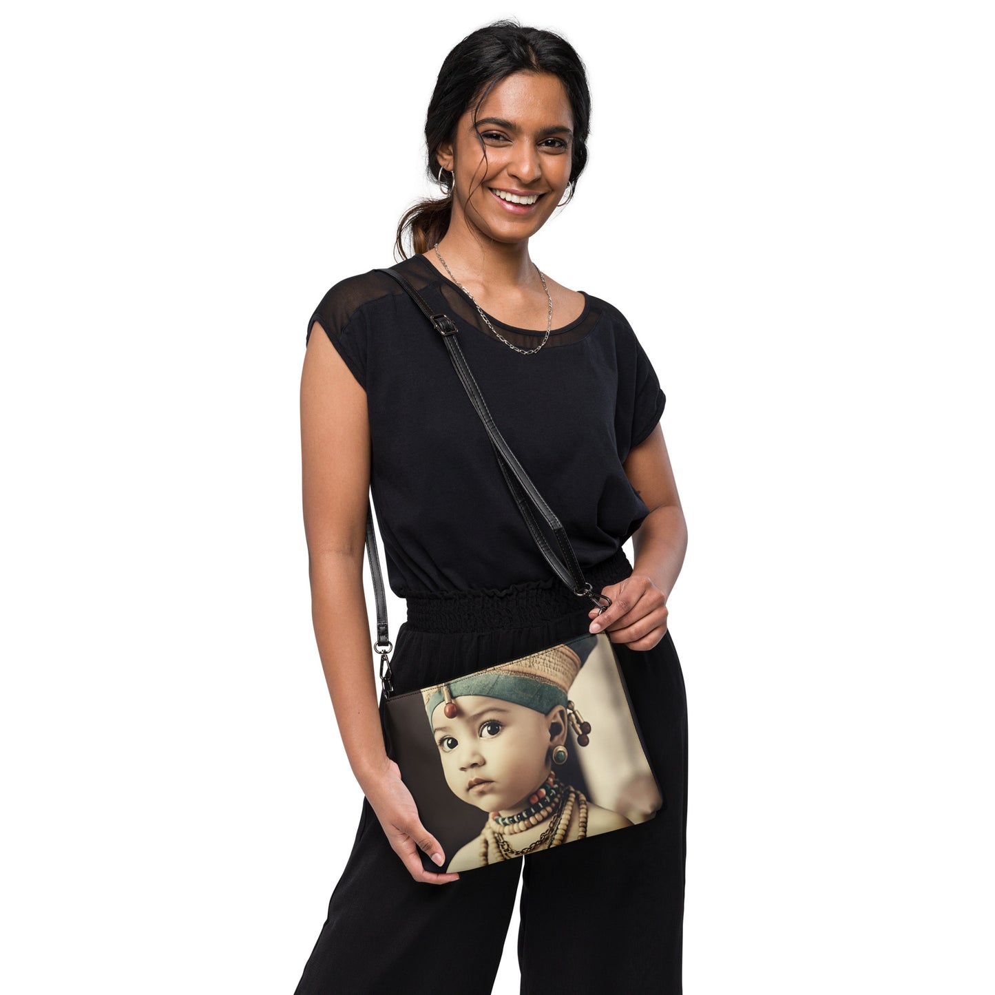 Crossbody Bag Unisex / Faux Leather / Portrait Nefertiti Neferneferuaten I