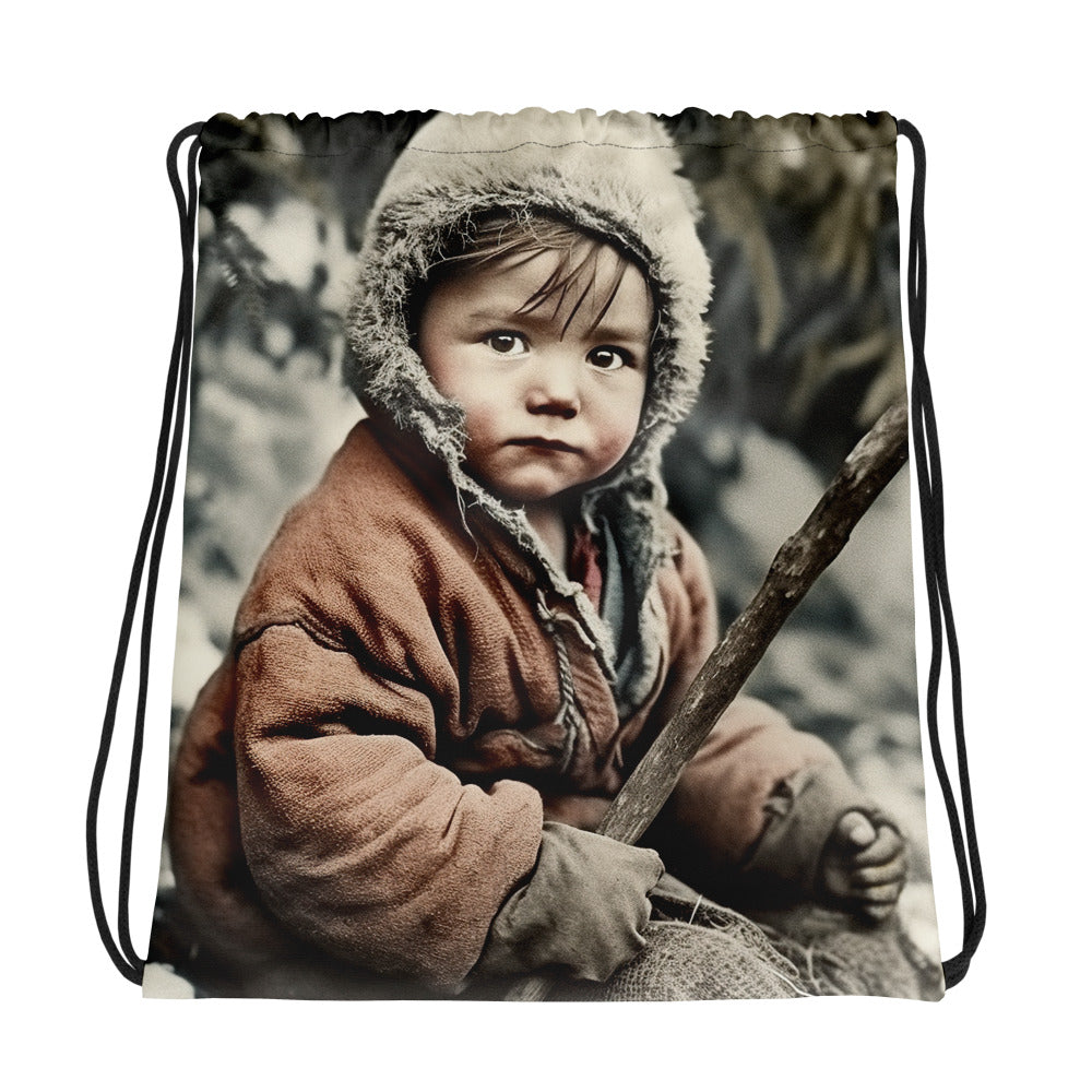 Drawstring Bag / Spun Polyester / Portrait Ötzi Tisenjoch I