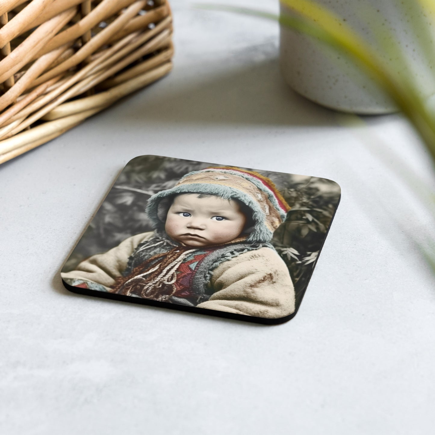 Coaster / 1x Cork / Portrait Koelbjerg Child I