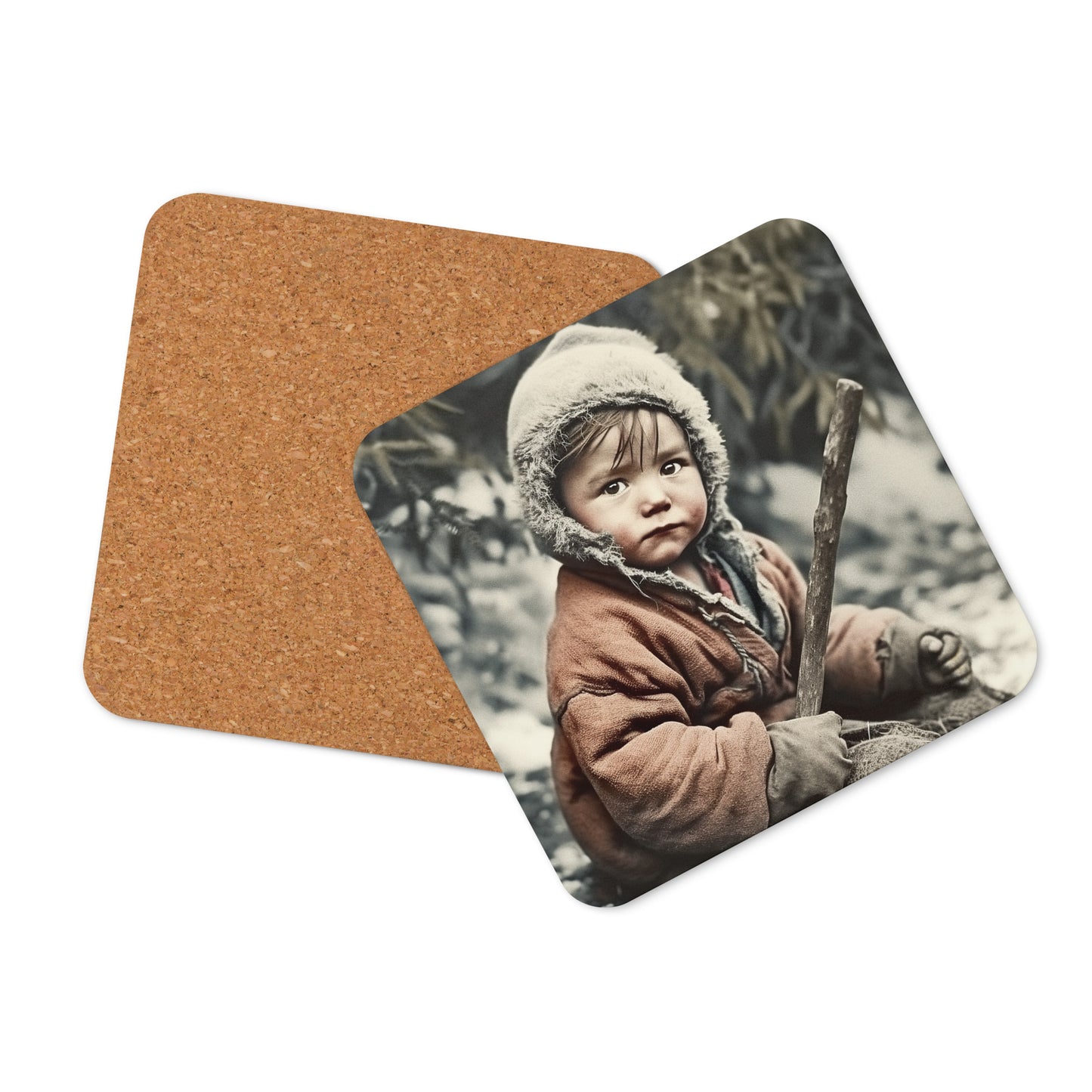 Coaster / 1x Cork / Portrait Ötzi Tisenjoch I