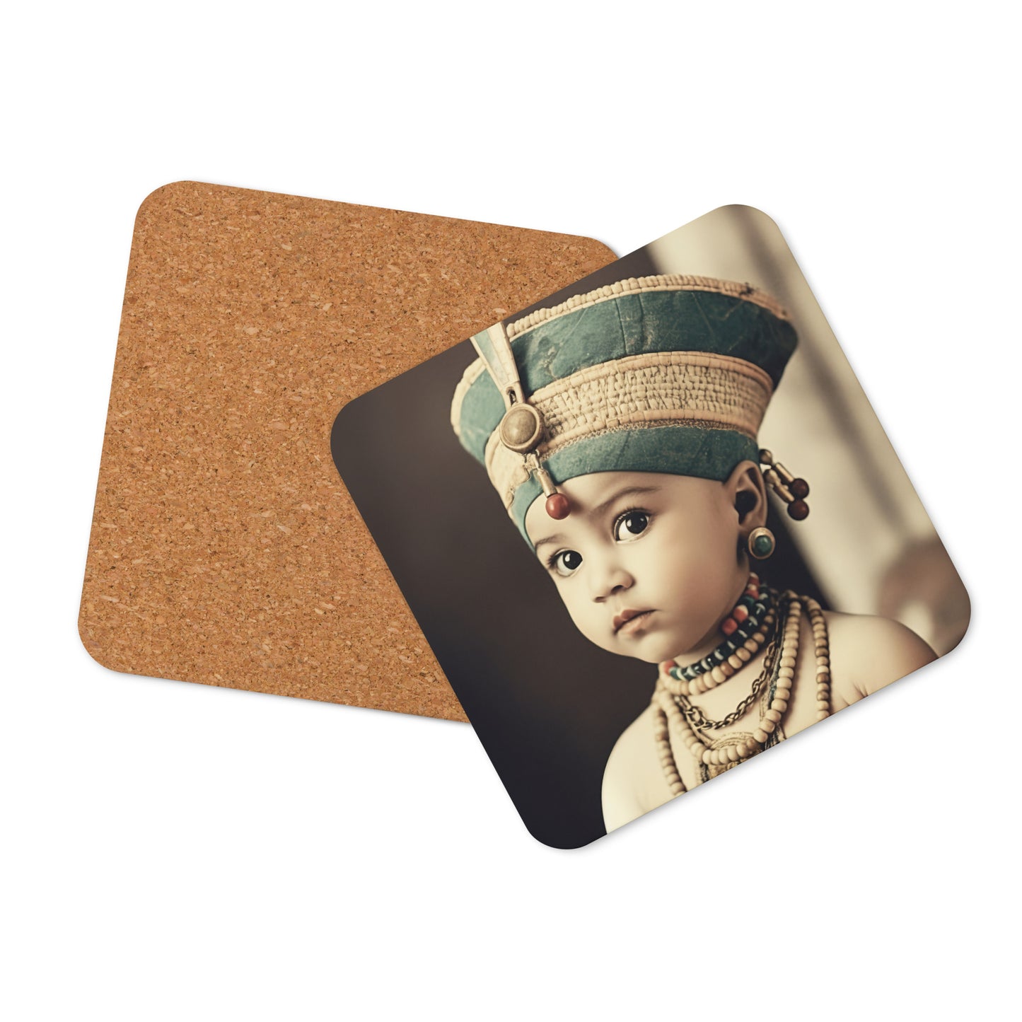 Coaster / 1x Cork / Portrait Nefertiti Neferneferuaten I