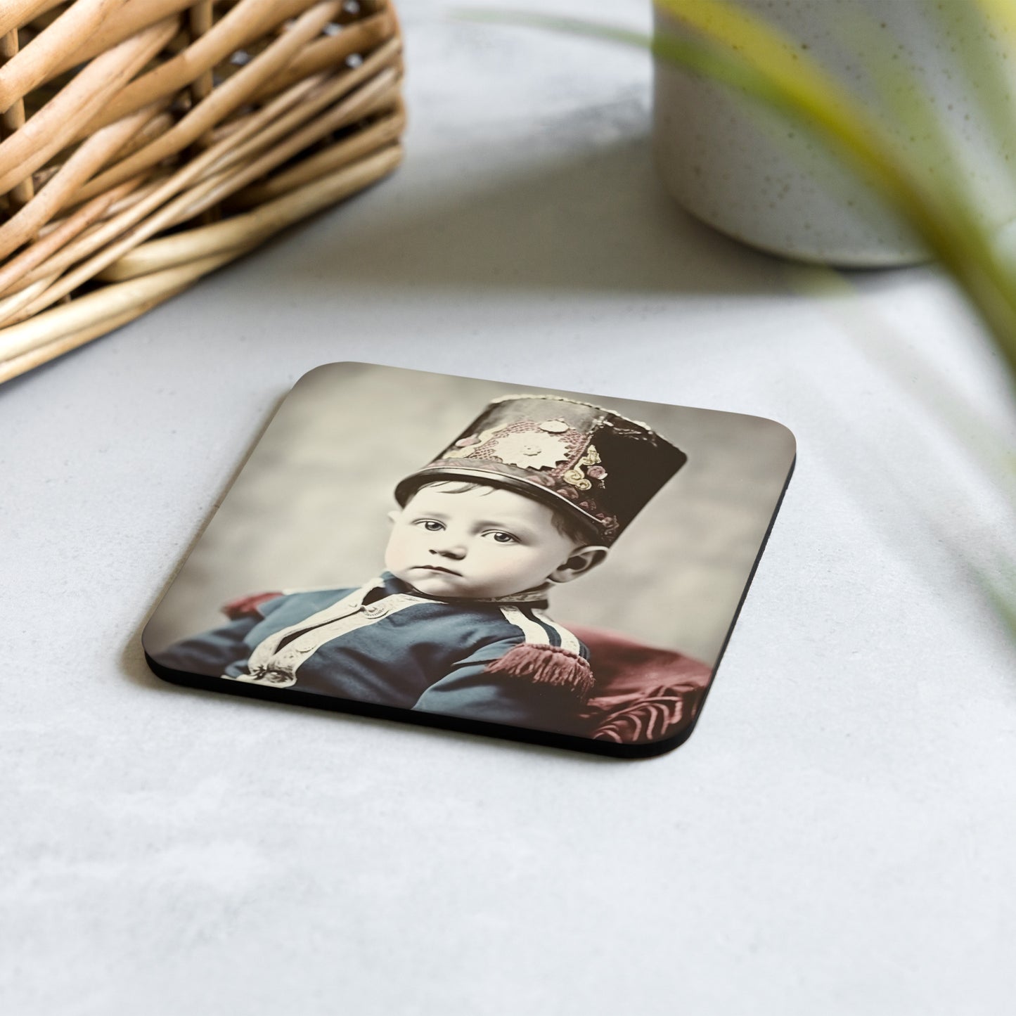 Coaster / 1x Cork / Portrait Napoleon Carlo III