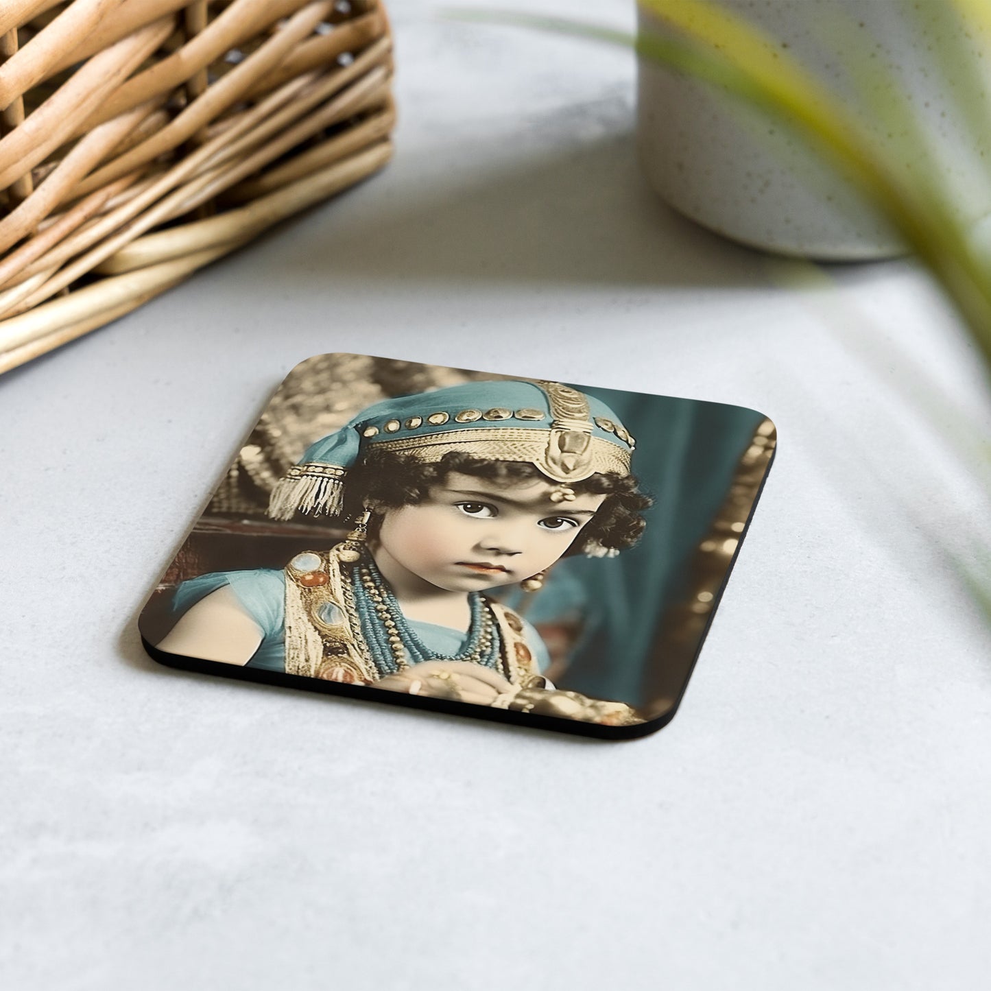 Coaster / 1x Cork / Portrait Cleopatra Philopator II