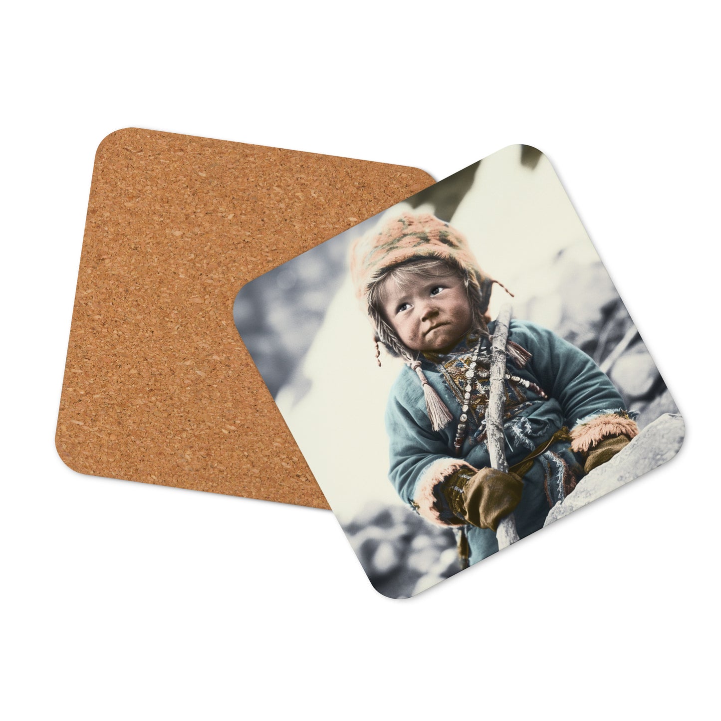 Coaster / 1x Cork / Portrait Ötzi Tisenjoch II