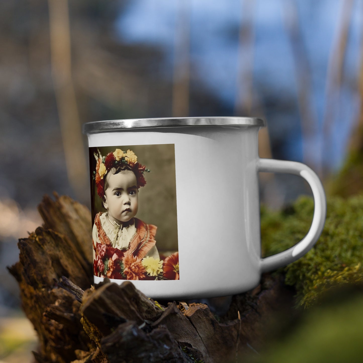 Mug / White Enamel / Portrait Magdalena Frida I