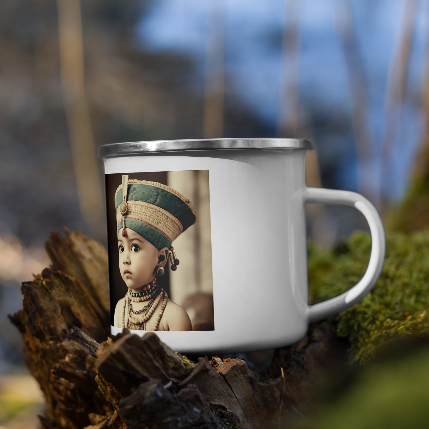 Mug / White Enamel / Portrait Nefertiti Neferneferuaten I