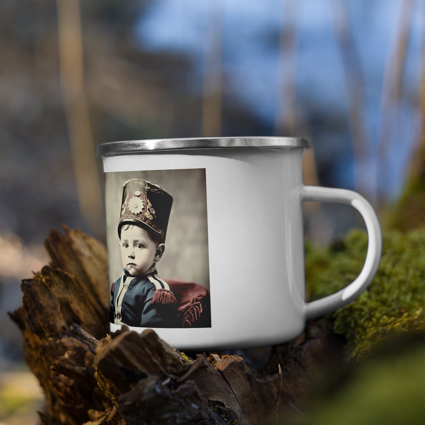 Mug / White Enamel / Portrait Napoleon Carlo III