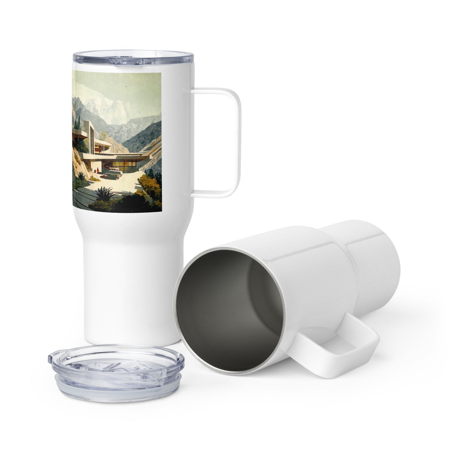 Travel Mug / White Stainless Steel / Architecture #1