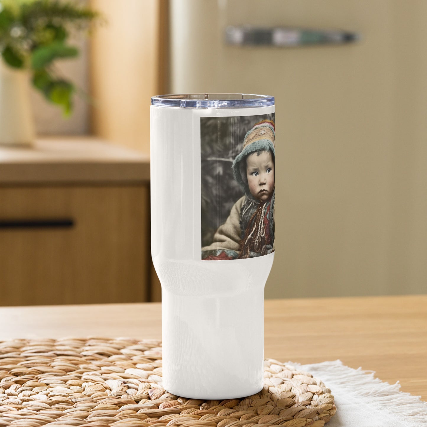 Travel Mug / White Stainless Steel / Portrait Koelbjerg Child I