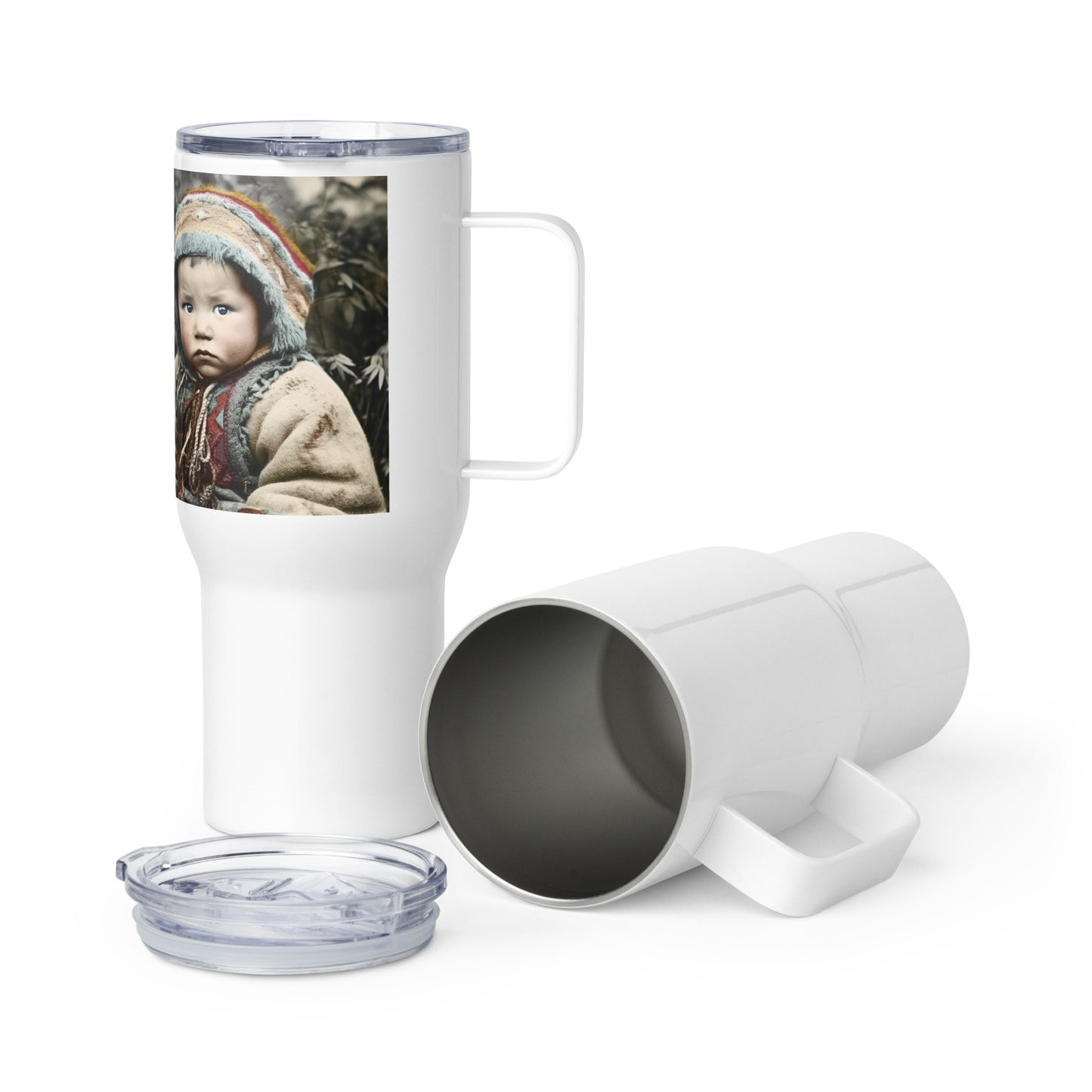 Travel Mug / White Stainless Steel / Portrait Koelbjerg Child I