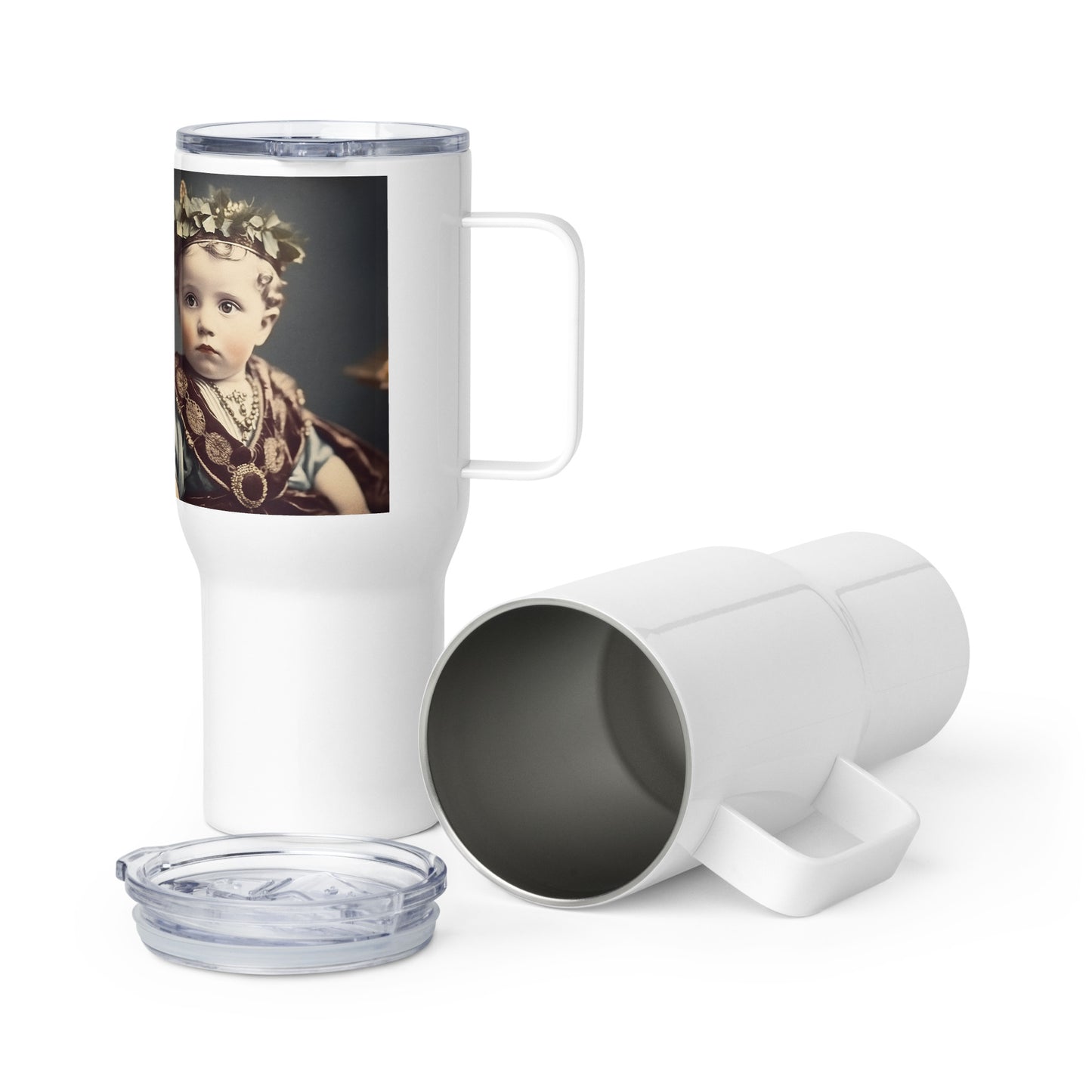 Travel Mug / White Stainless Steel / Portrait Gaius Julius I