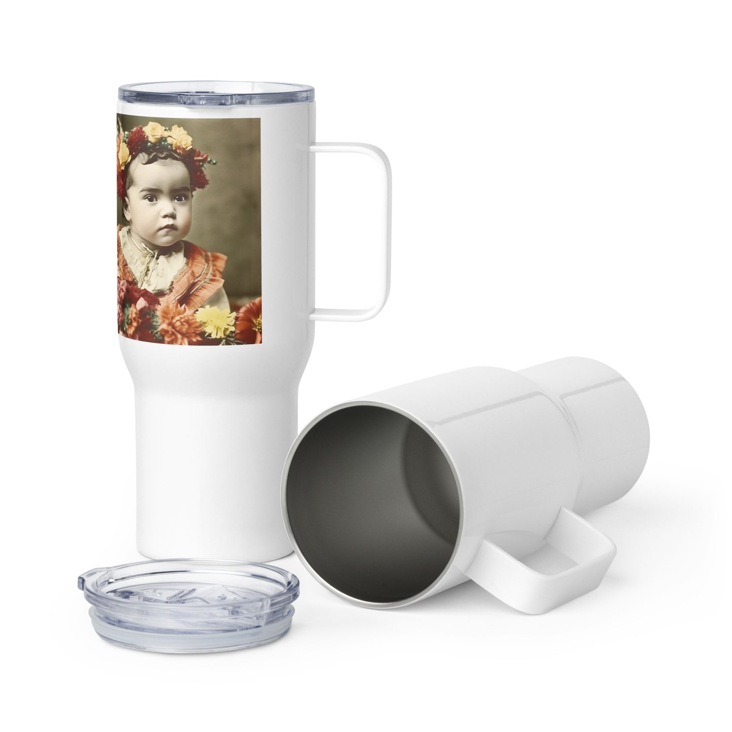 Travel Mug / White Stainless Steel / Portrait Magdalena Frida I