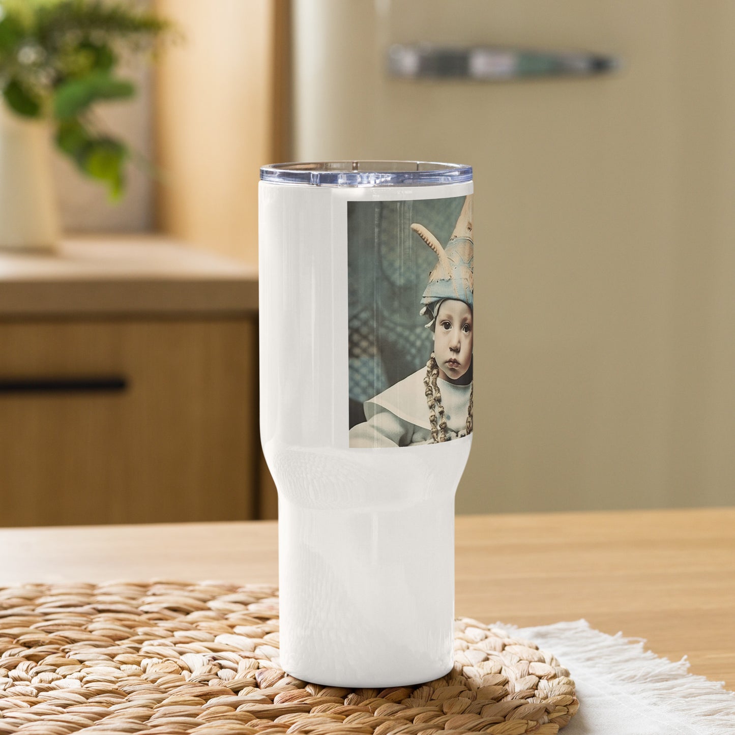 Travel Mug / White Stainless Steel / Portrait Akhenaten Amenhotep II