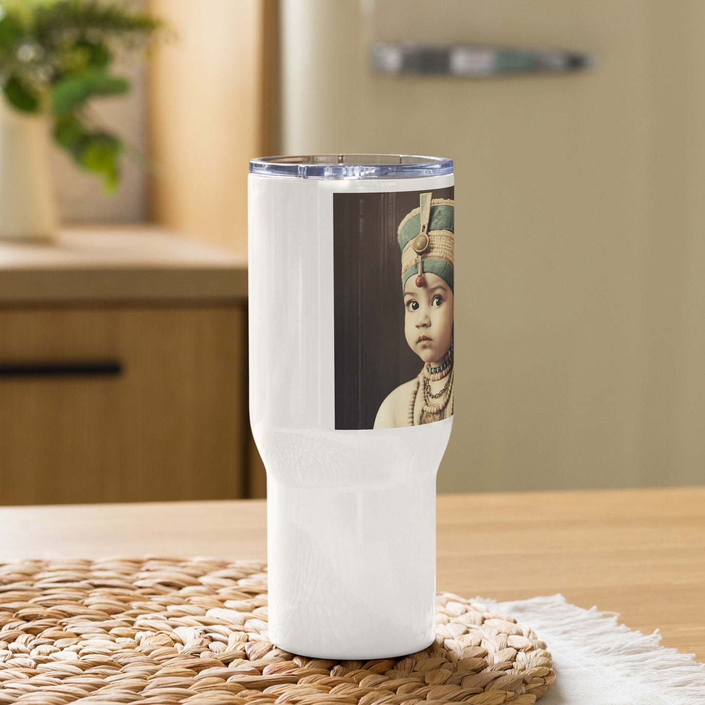 Travel Mug / White Stainless Steel / Portrait Nefertiti Neferneferuaten I