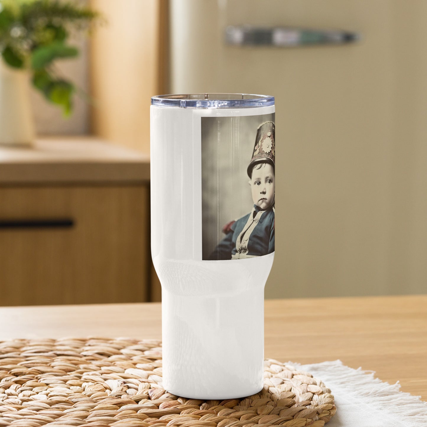 Travel Mug / White Stainless Steel / Portrait Napoleon Carlo III