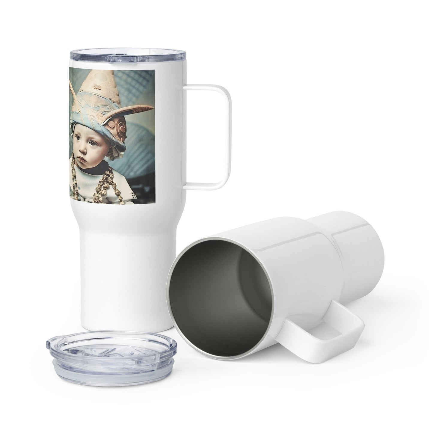 Travel Mug / White Stainless Steel / Portrait Akhenaten Amenhotep II