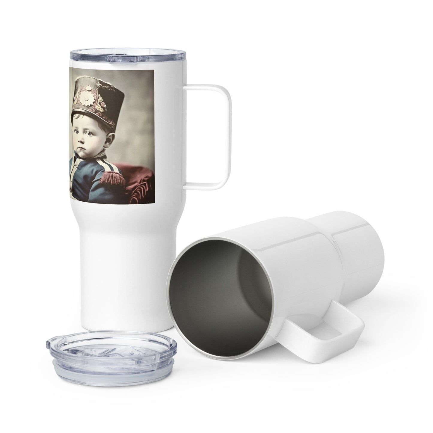 Travel Mug / White Stainless Steel / Portrait Napoleon Carlo III