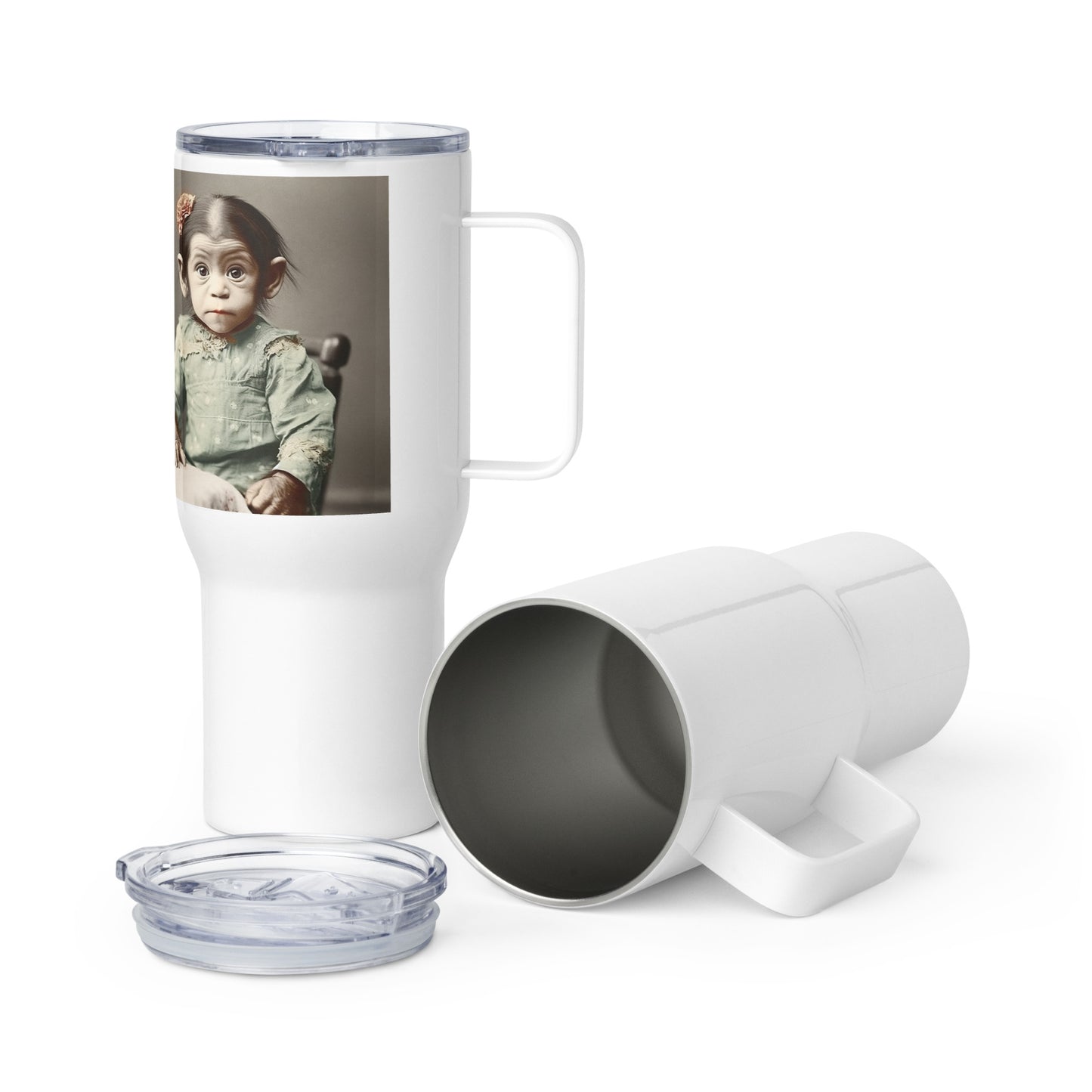 Travel Mug / White Stainless Steel / Portrait Lucy Dinkinesh I