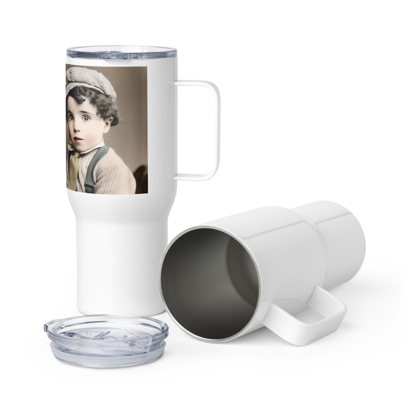 Travel Mug / White Stainless Steel / Portrait Charles 'Charlie' Spencer III