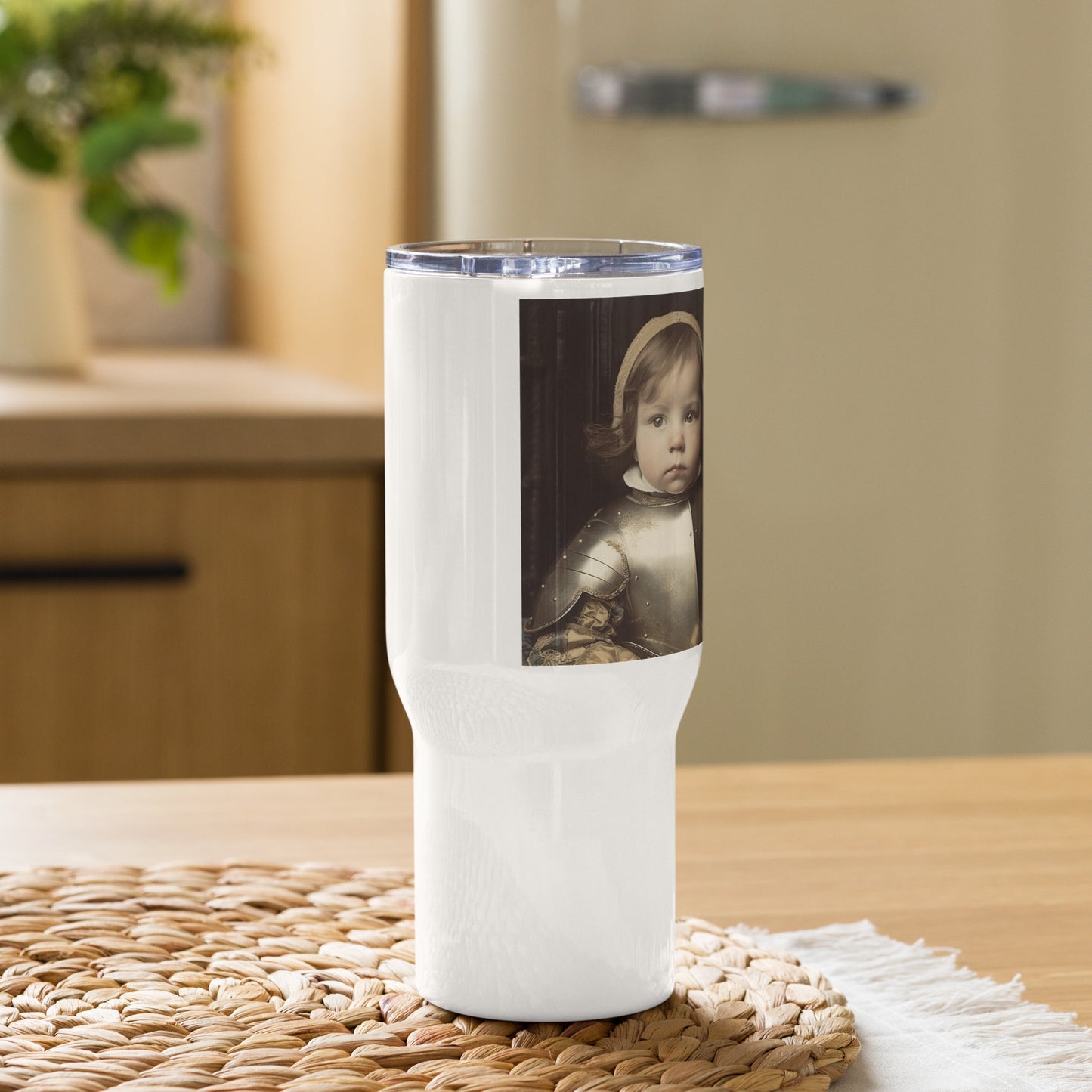 Travel Mug / White Stainless Steel / Portrait Jeanne 'Joan' Arc II