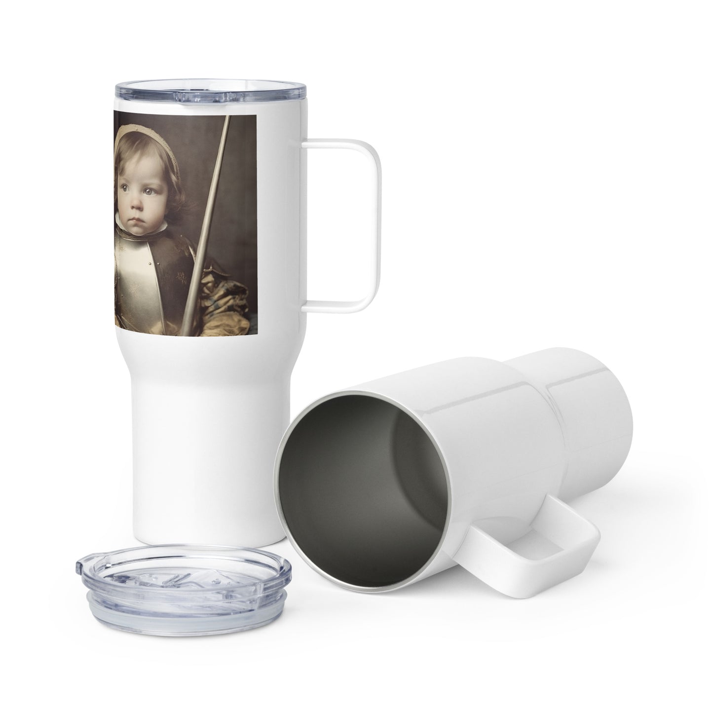 Travel Mug / White Stainless Steel / Portrait Jeanne 'Joan' Arc II