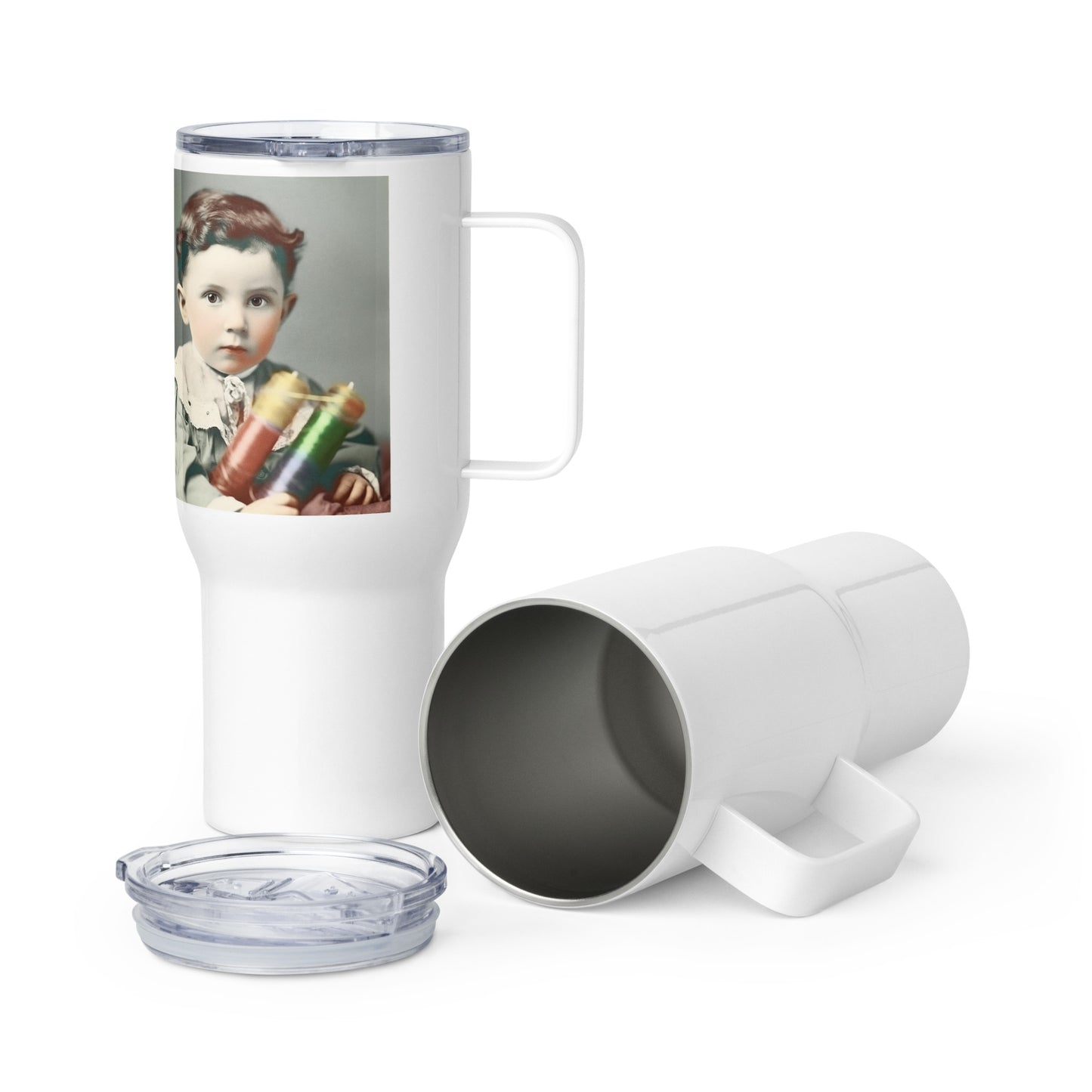 Travel Mug / White Stainless Steel / Portrait Nikola Milutin I