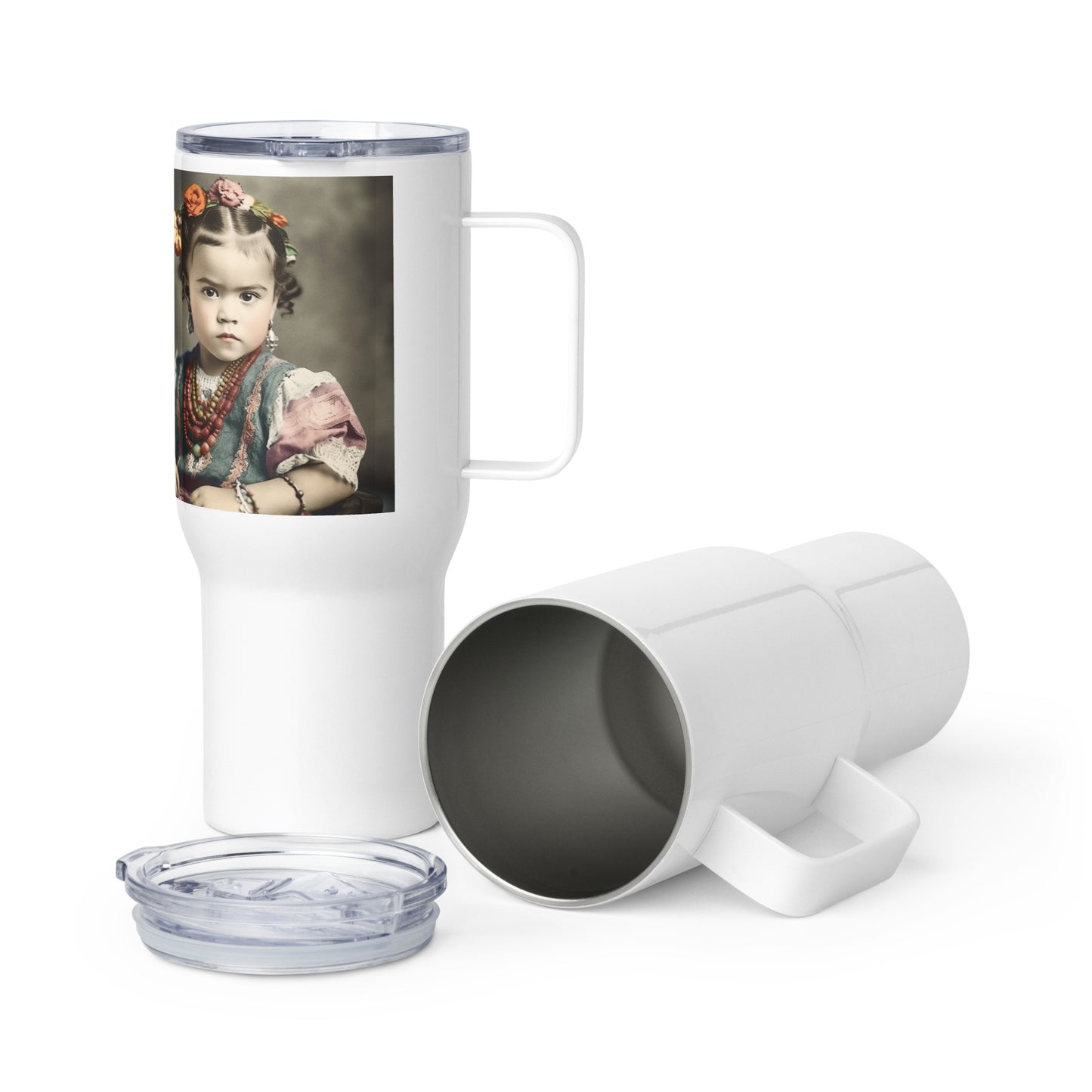 Travel Mug / White Stainless Steel / Portrait Magdalena Frida VIII