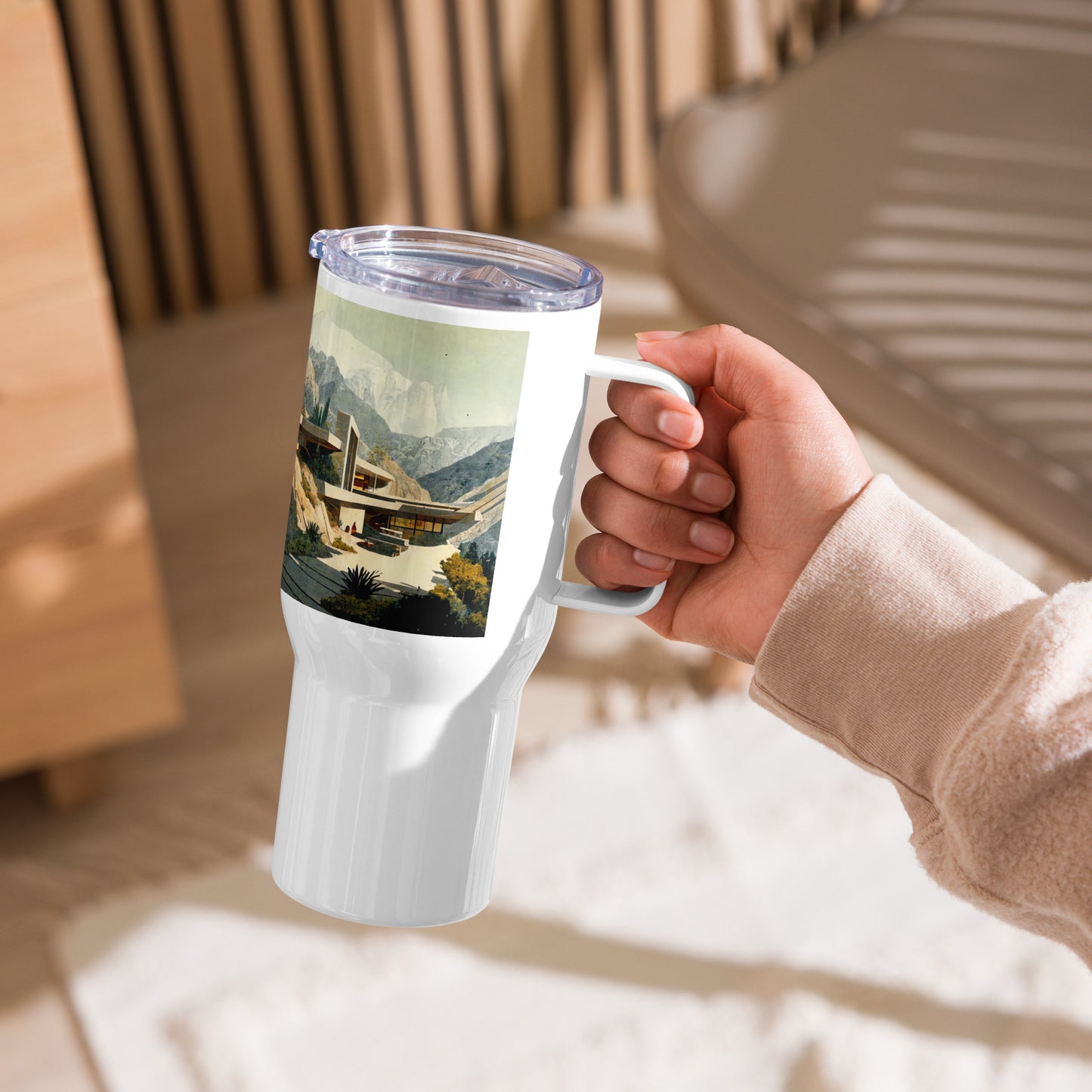 Travel Mug / White Stainless Steel / Architecture #1