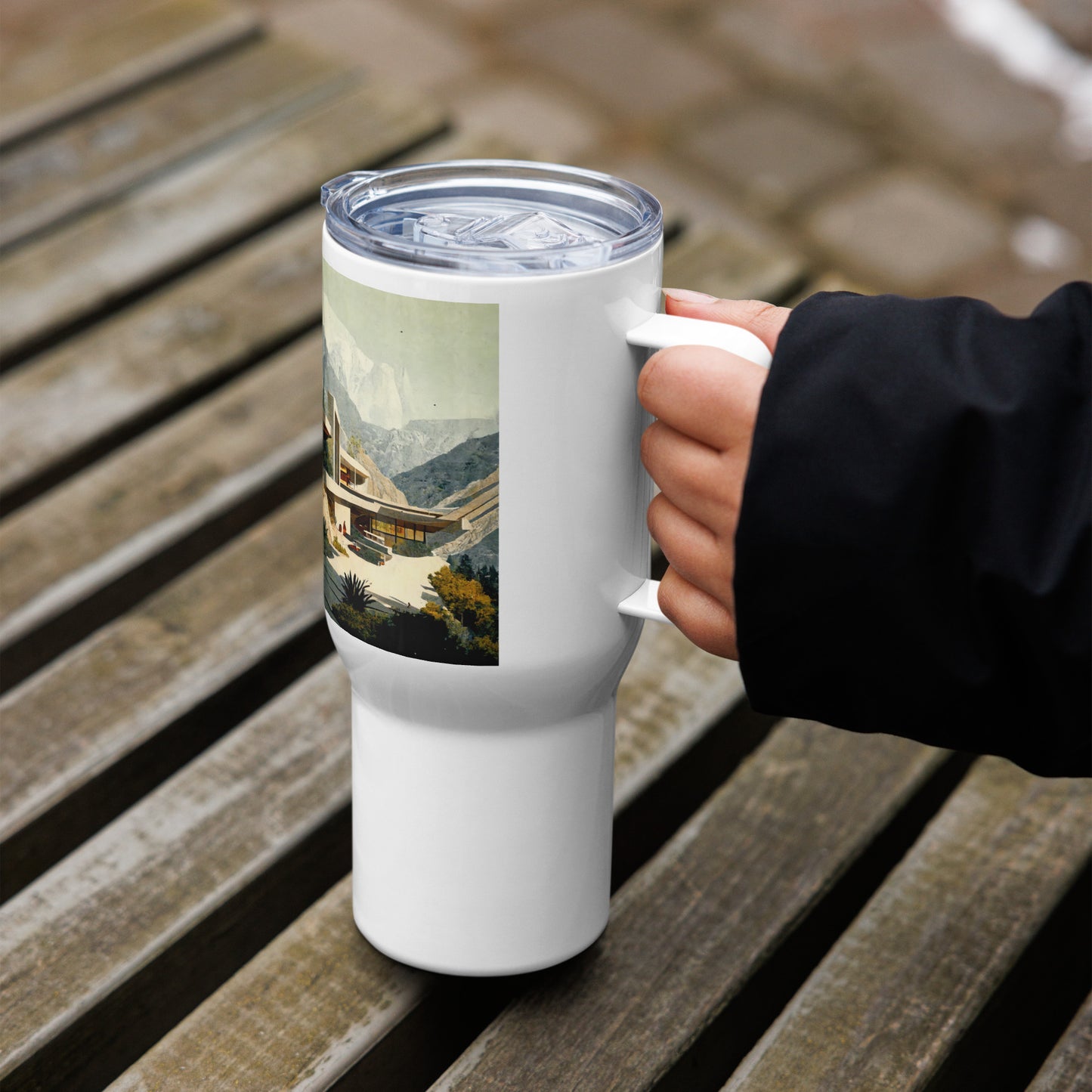 Travel Mug / White Stainless Steel / Architecture #1