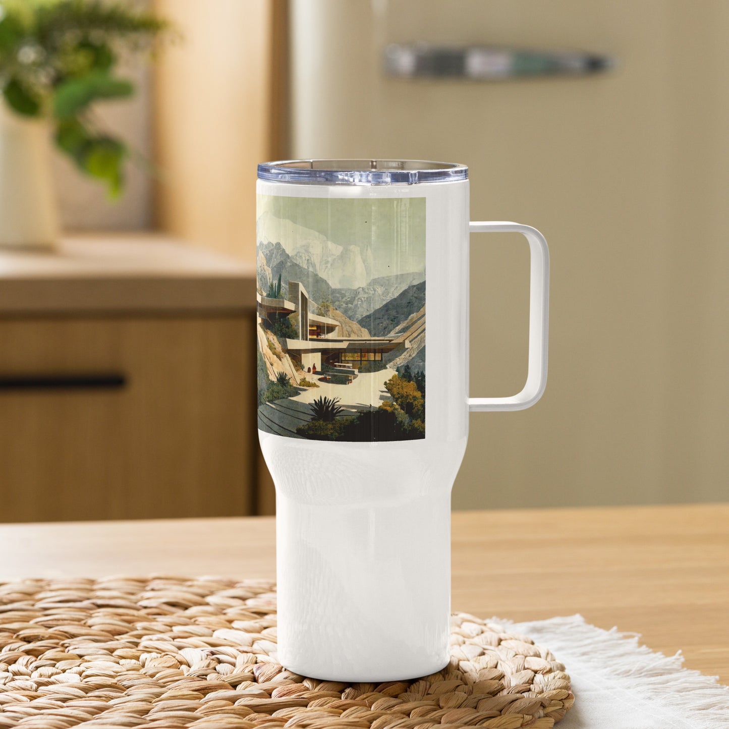 Travel Mug / White Stainless Steel / Architecture #1