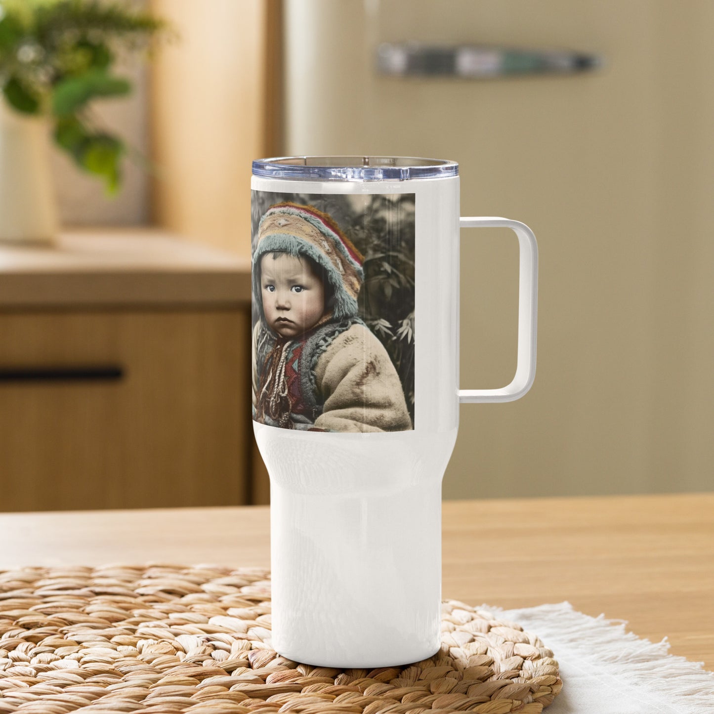 Travel Mug / White Stainless Steel / Portrait Koelbjerg Child I