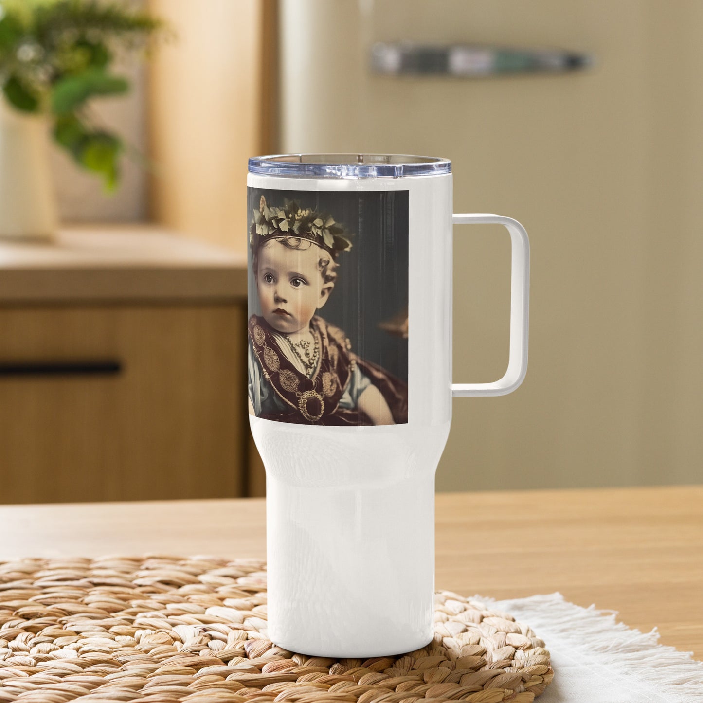 Travel Mug / White Stainless Steel / Portrait Gaius Julius I