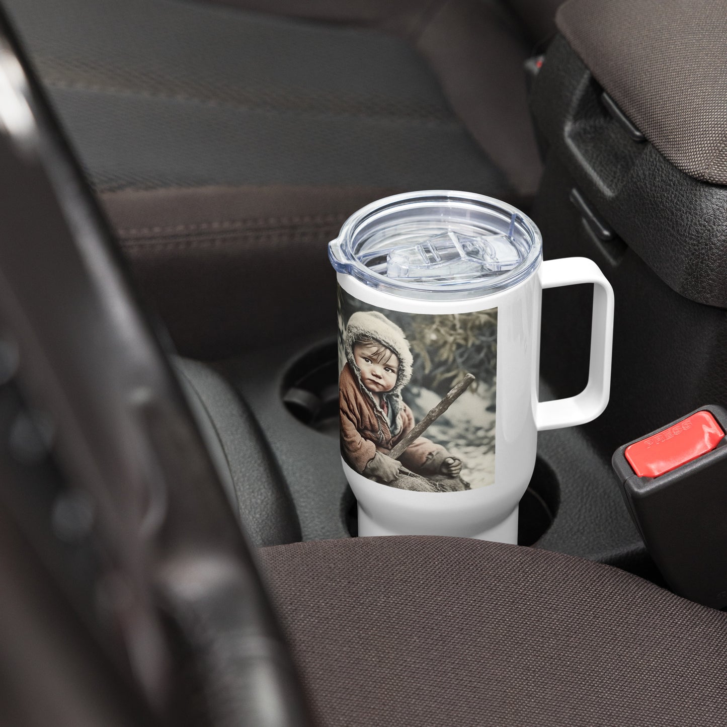 Travel Mug / White Stainless Steel / Portrait Ötzi Tisenjoch I