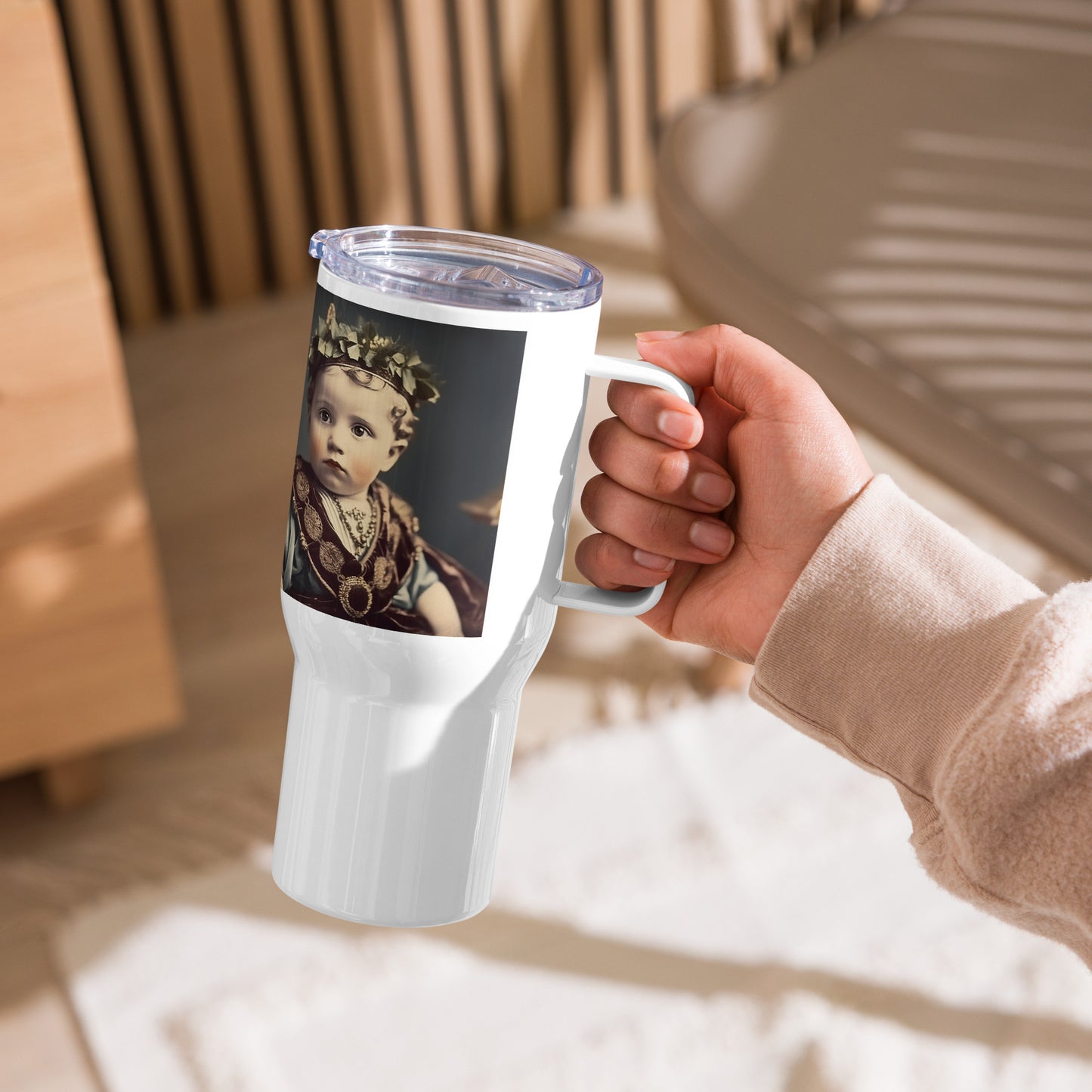 Travel Mug / White Stainless Steel / Portrait Gaius Julius I