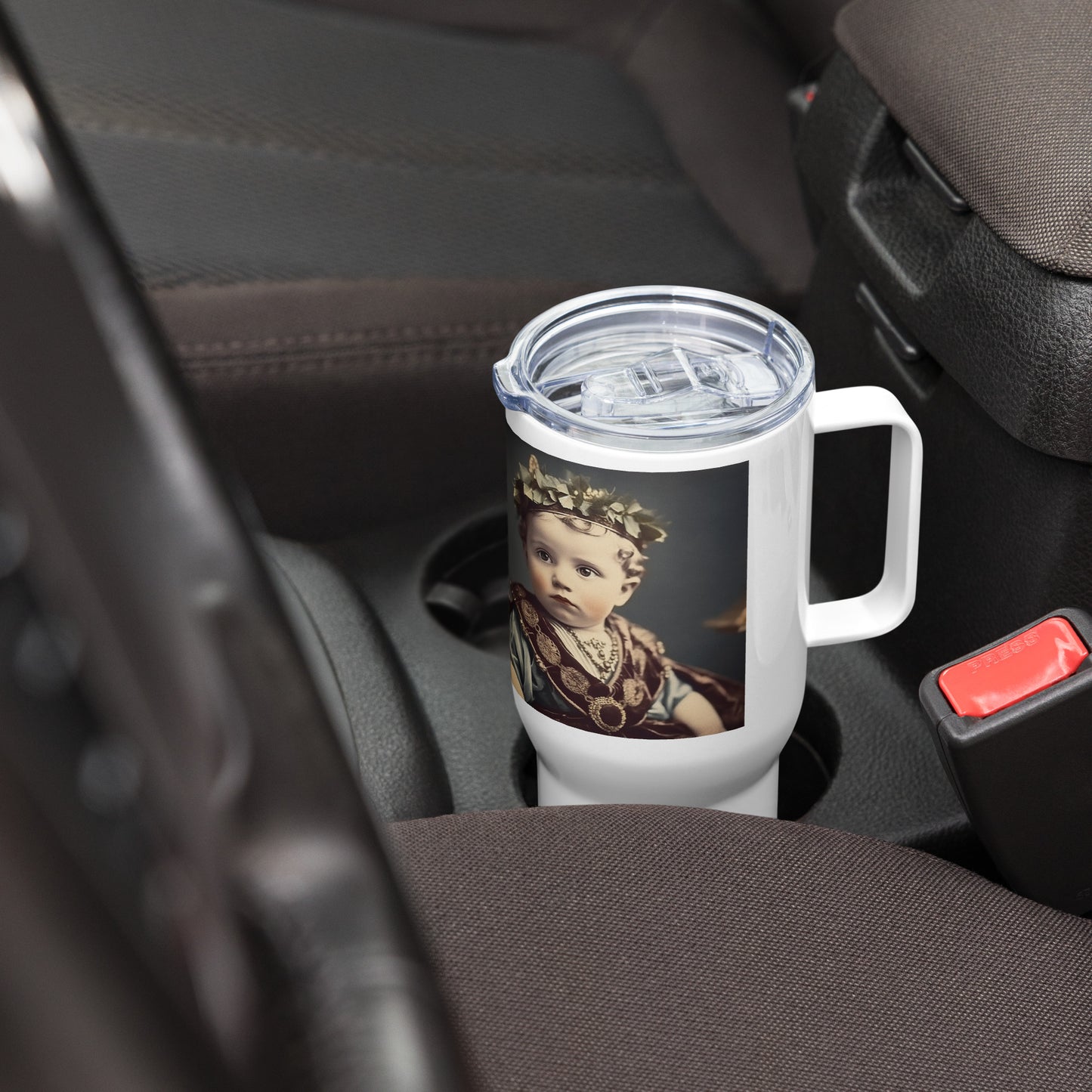 Travel Mug / White Stainless Steel / Portrait Gaius Julius I