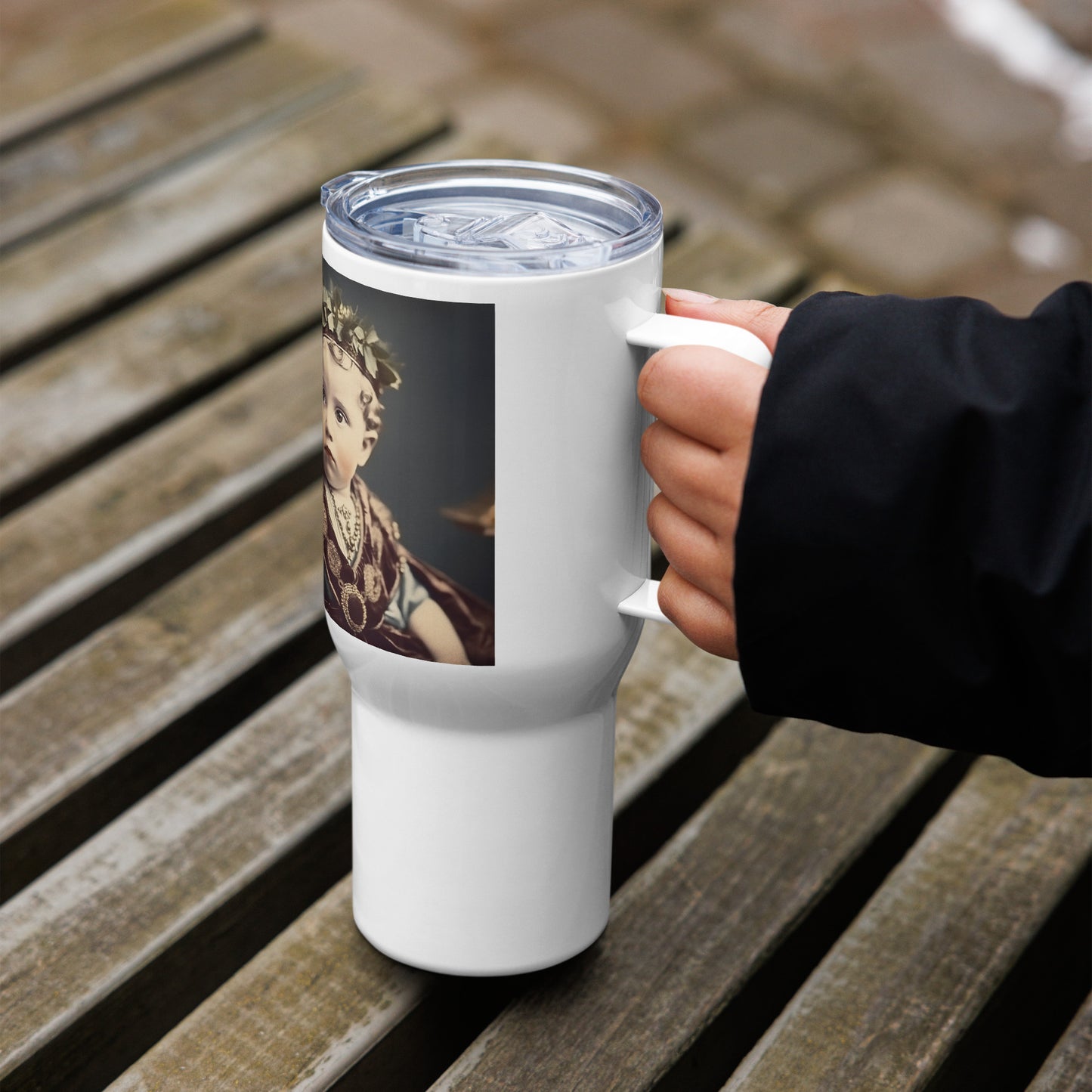 Travel Mug / White Stainless Steel / Portrait Gaius Julius I