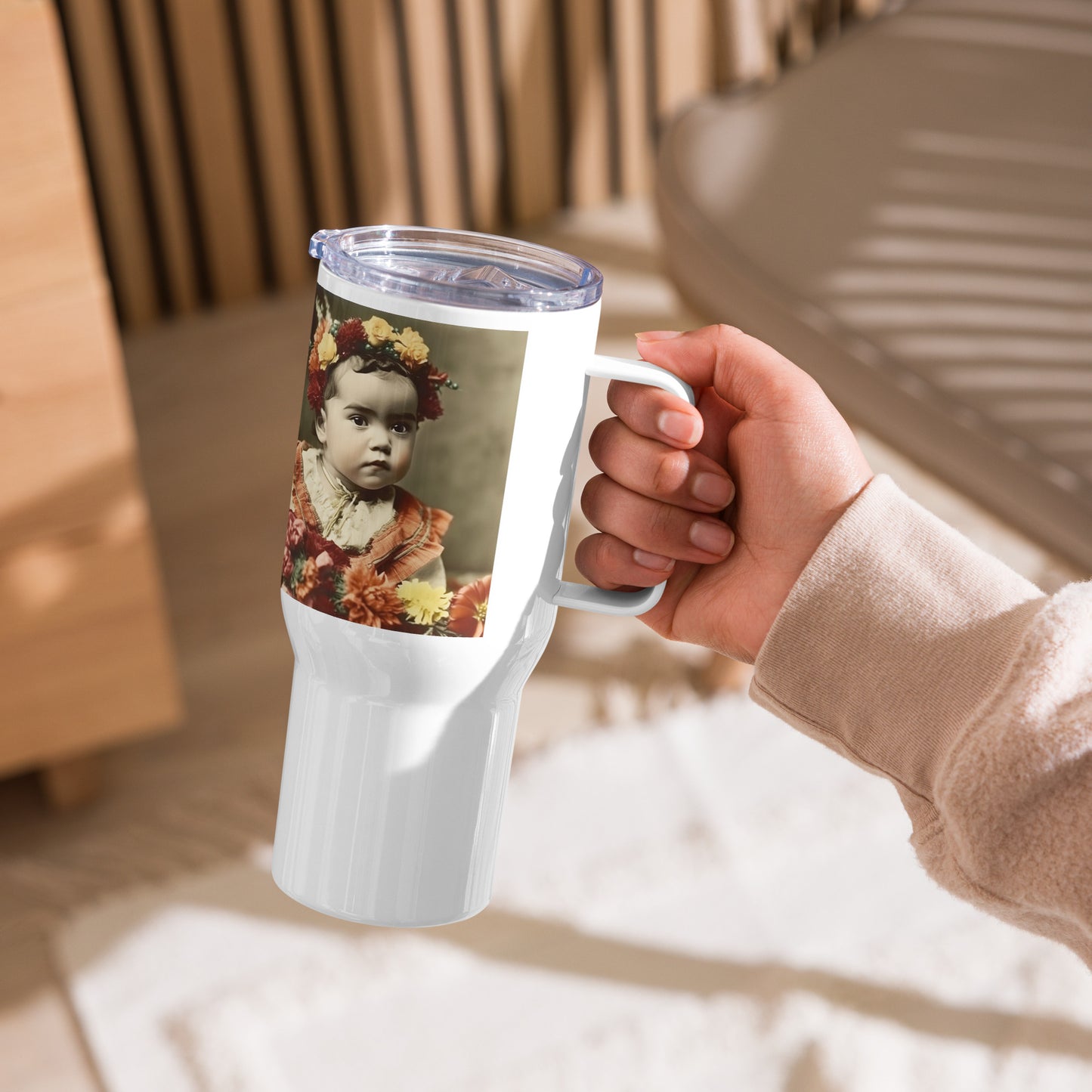 Travel Mug / White Stainless Steel / Portrait Magdalena Frida I