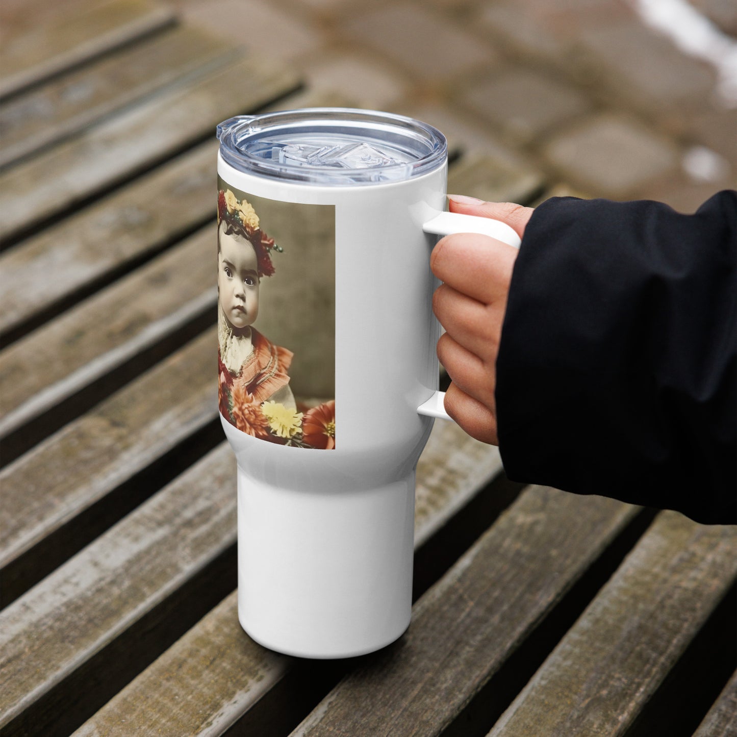 Travel Mug / White Stainless Steel / Portrait Magdalena Frida I