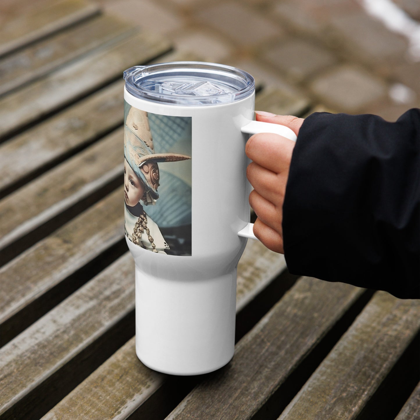 Travel Mug / White Stainless Steel / Portrait Akhenaten Amenhotep II