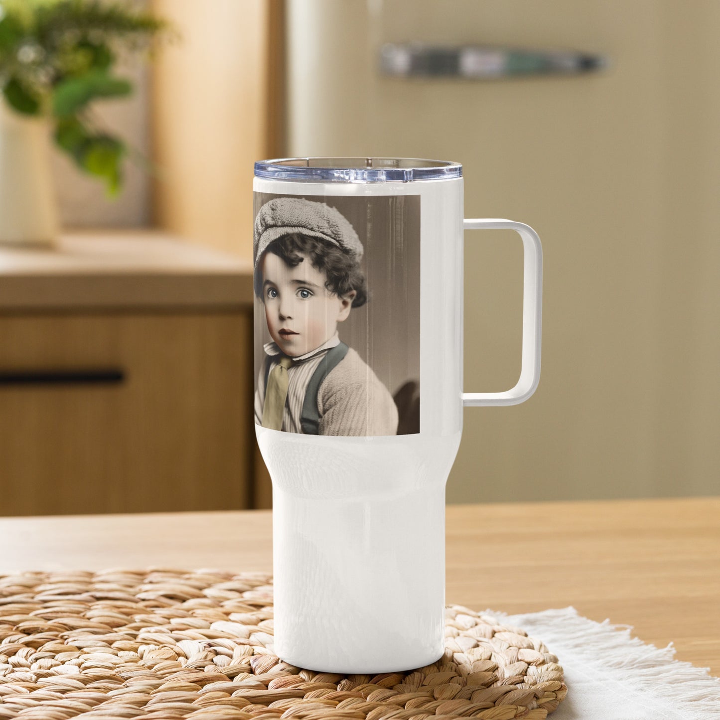 Travel Mug / White Stainless Steel / Portrait Charles 'Charlie' Spencer III