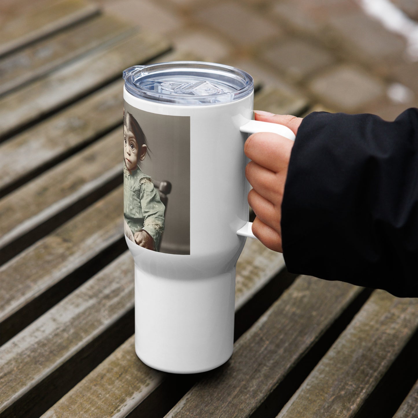 Travel Mug / White Stainless Steel / Portrait Lucy Dinkinesh I