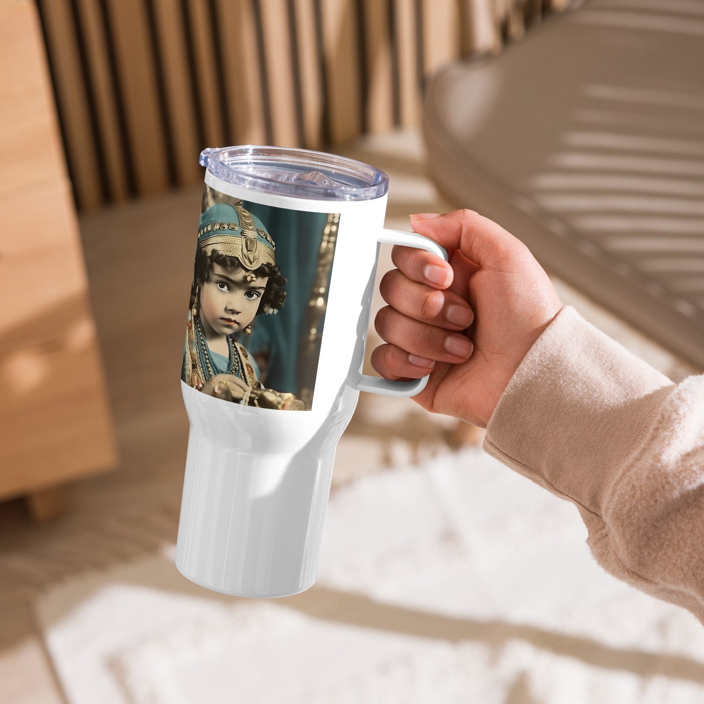 Travel Mug / White Stainless Steel / Portrait Cleopatra Philopator II