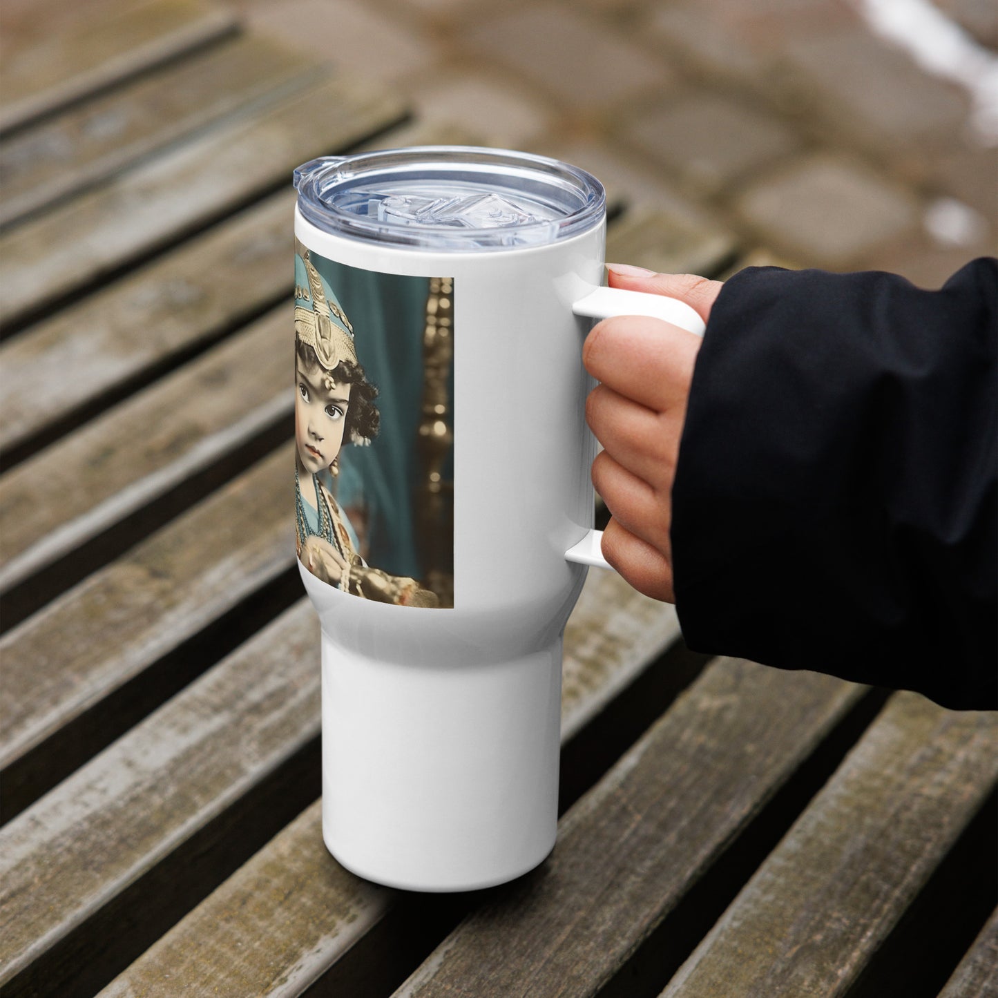 Travel Mug / White Stainless Steel / Portrait Cleopatra Philopator II