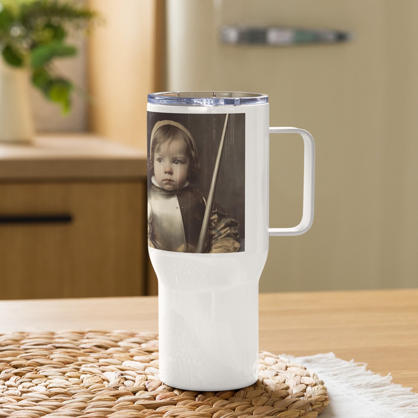 Travel Mug / White Stainless Steel / Portrait Jeanne 'Joan' Arc II