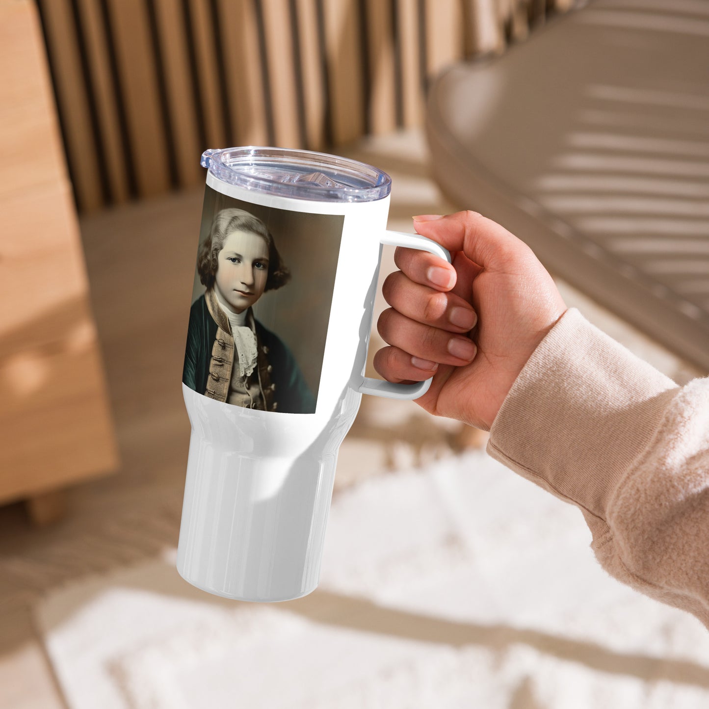 Travel Mug / White Stainless Steel / Portrait George Augustine I