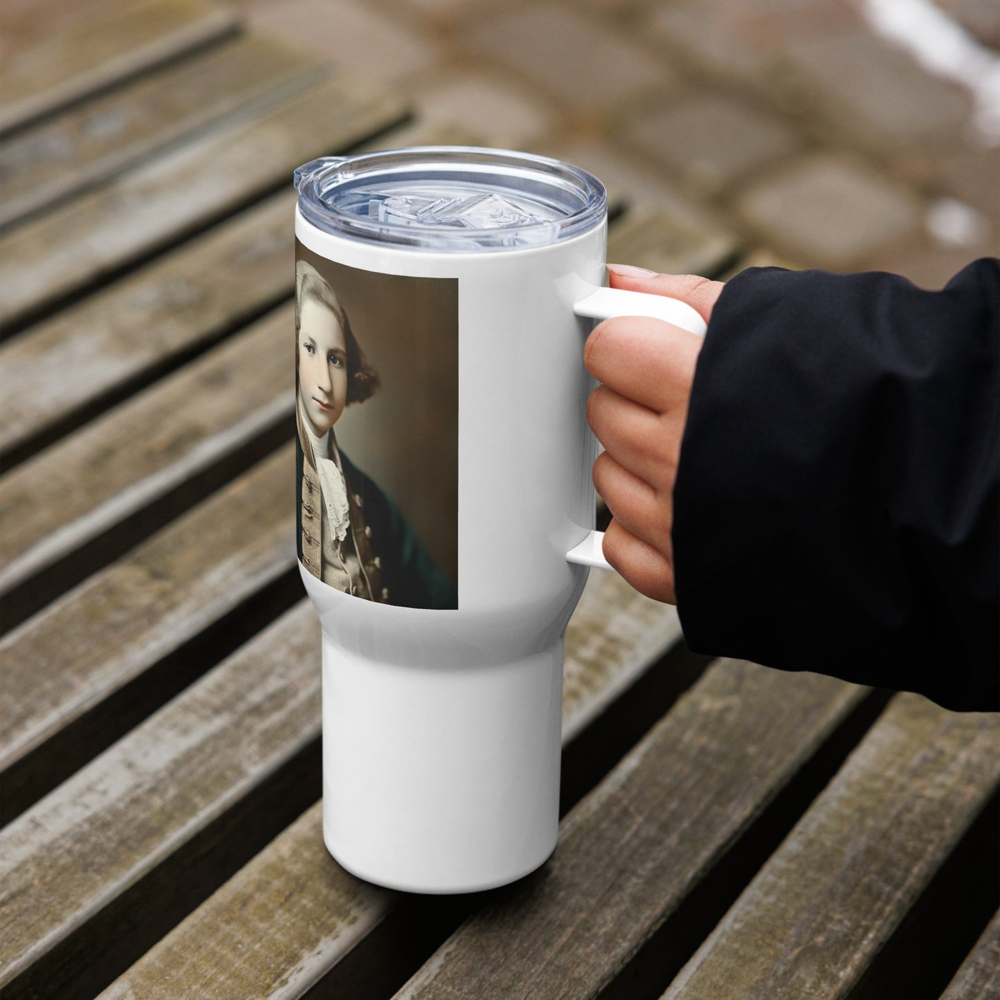 Travel Mug / White Stainless Steel / Portrait George Augustine I