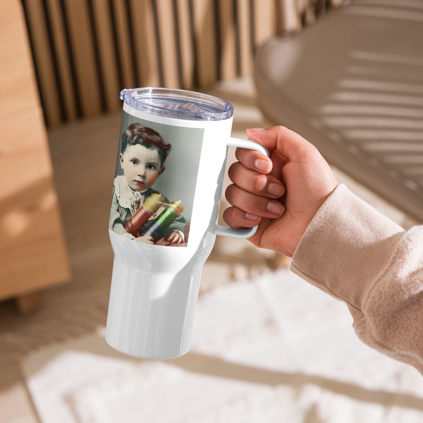 Travel Mug / White Stainless Steel / Portrait Nikola Milutin I