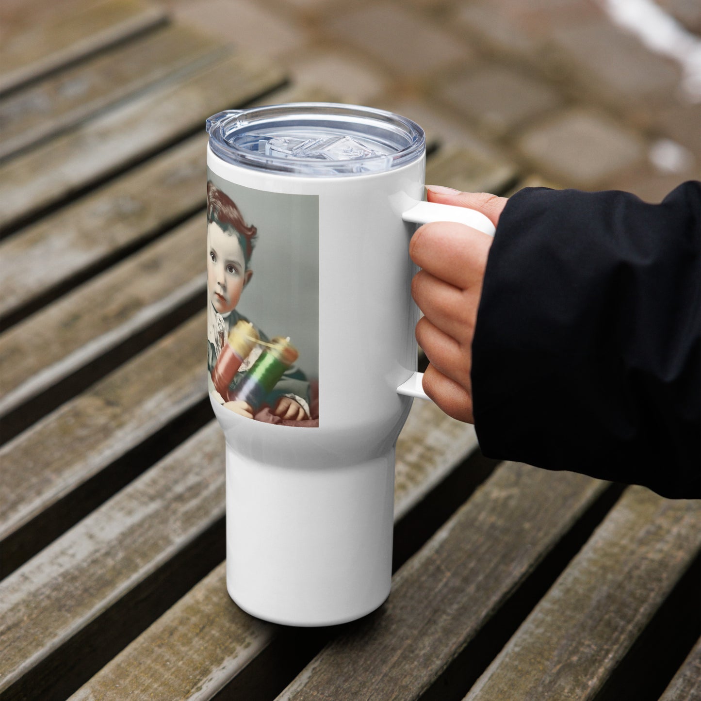 Travel Mug / White Stainless Steel / Portrait Nikola Milutin I